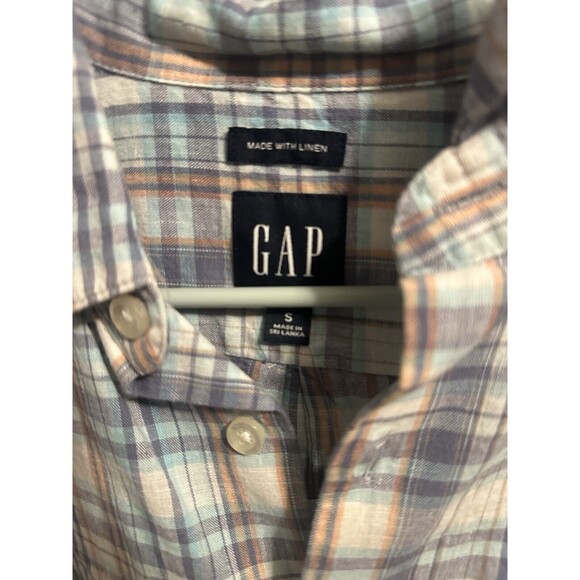 Men’s Gap Flannel Button Down Classic Shirt Size S Linen - Picture 2 of 5